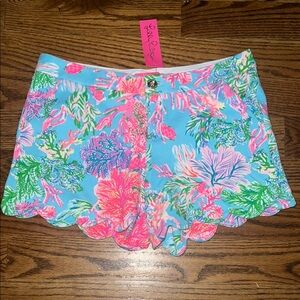 Lilly Pulitzer buttercup knit short celestial blue Cay to my heart size 10 NWT